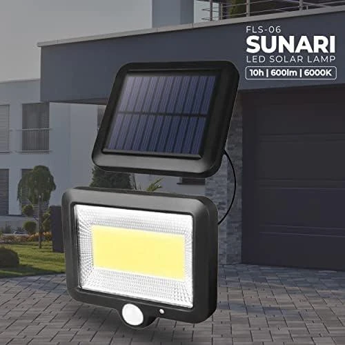 Plastrol SUNARI saulės lempa LED FLS-06 COB PIR 8W 600lm 6000K 1800mAh Li-Ion Forever Light