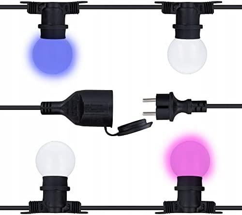 Plastrol TelForceone Šviesos girlianda 12m + 10 lempučių G45 balta/rožinė/mėlyna 2W IP65