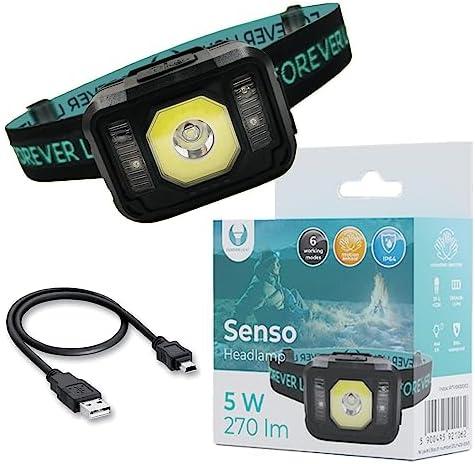 LED galvos šviestuvas Senso XP-E 3W + COB 3W su jutikliu 270lm 1200mAh Li-Pol Forever Light