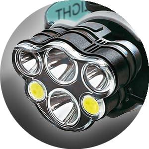 LED galvos šviestuvas Ultra T6 2x 10W + XP-E 2x 3W 500lm 2x 18650 1200mAh Li-Ion Forever Light