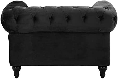 Beliani CHESTERFIELD fotelis, veliūras, juodas