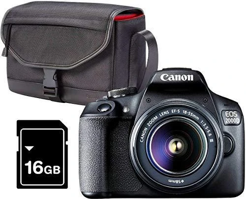 Canon EOS 2000D 18-55 III EU26 SLR fotoaparatų komplektas, megapikselis 24,1 MP, ISO 12800, Ekrano įstrižainė 3,0 ", Wi-Fi, vaizdo įrašymas, APS-C, Juodos spalvos