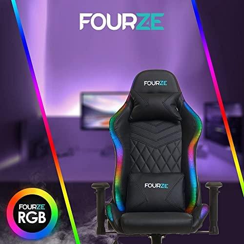 Žaidimų kėdė Fourze Lighting su RGB pašvietimu Gaming Chair, Juoda