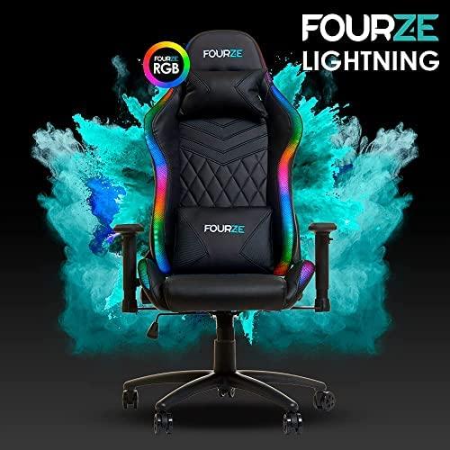 Žaidimų kėdė Fourze Lighting su RGB pašvietimu Gaming Chair, Juoda