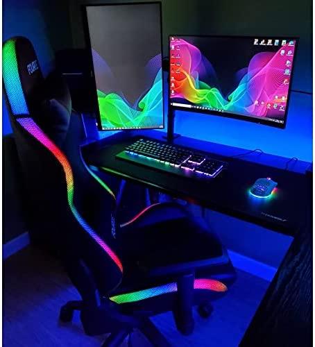 Žaidimų kėdė Fourze Lighting su RGB pašvietimu Gaming Chair, Juoda