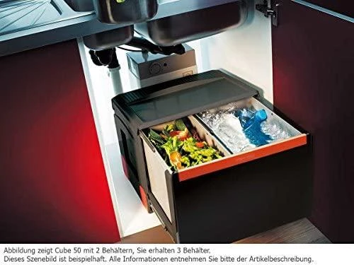 Šiukšliadėžė FRANKE, Cube 50, automatinis atidarymas, 14 l + 2x8 l