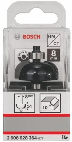 Bosch Dvipusė pusapvalė freza H R=10 mm, l=14 mm,kotas 8m
