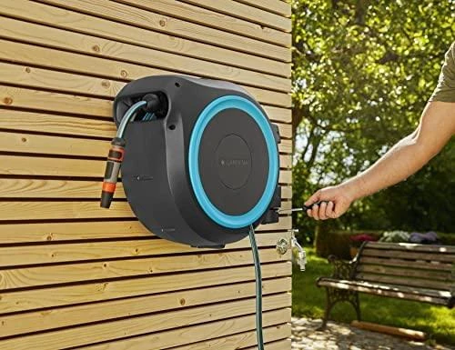 Gardena Ritė su žarna ir purkštuvu tvirtinama pri sienos RollUp XL 35m, mėlyna/pilka