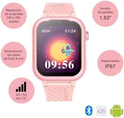 Garett Išmanusis laikrodis vaikams Kids Essa 4G GPS, Rožinės spalvos