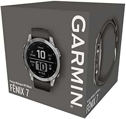 Išmanusis laikrodis Garmin fenix 7 – Standard Edition, Sidabro spalvos korpusas su grafito spalvos silikoniniu dirželiu