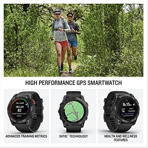 Išmanusis laikrodis Garmin Fenix 7X Pro Solar, Pilkos spalvos korpusas su juodos spalvos silikoniniu dirželiu