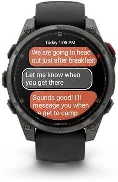 Išmanusis laikrodis Garmin fēnix® 8 Pro – 47 mm, AMOLED Sapphire, Pilkos anglies spalvos DLC titanas su juodos / pilkos akmenukų spalvos silikoniniu dirželiu