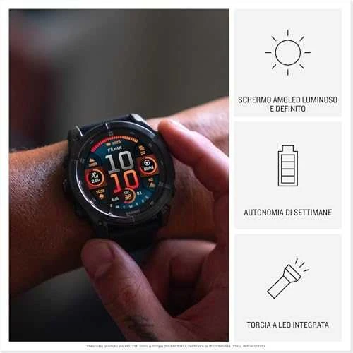 Išmanusis laikrodis Garmin Fenix 8 – 51 mm, AMOLED Skalūno pilkos spavos korpusas su juodu silikono dirželiu