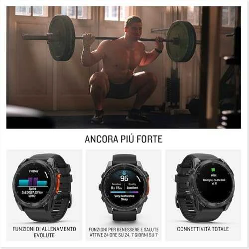 Išmanusis laikrodis Garmin Fenix 8 – 51 mm, AMOLED Skalūno pilkos spavos korpusas su juodu silikono dirželiu