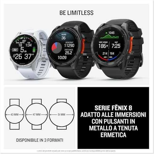 Išmanusis laikrodis Garmin Fenix 8 – 51 mm, AMOLED Skalūno pilkos spavos korpusas su juodu silikono dirželiu