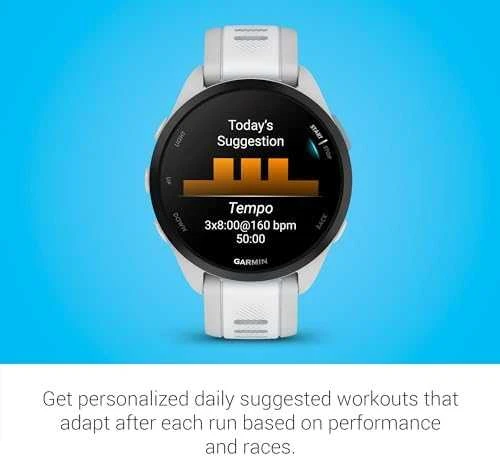 Išmanusis laikrodis Garmin Forerunner® 165 Music, Pilkšvos / baltojo akmens spalvos