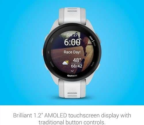 Išmanusis laikrodis Garmin Forerunner® 165 Music, Pilkšvos / baltojo akmens spalvos