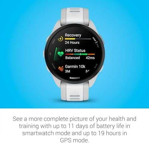 Išmanusis laikrodis Garmin Forerunner® 165 Music, Pilkšvos / baltojo akmens spalvos