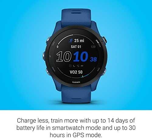 Išmanusis laikrodis Garmin Forerunner 255, Juodos spalvos apvadas su mėlynos spalvos silikoniniu dirželiu, 46mm