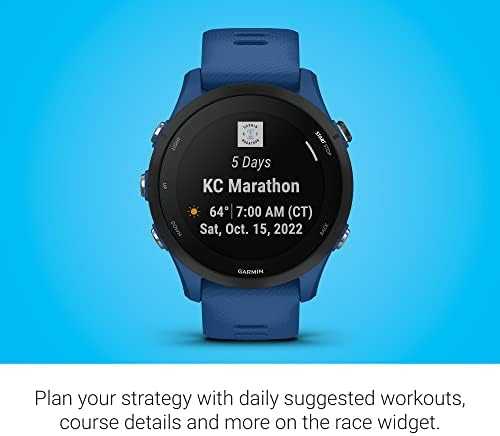 Išmanusis laikrodis Garmin Forerunner 255, Juodos spalvos apvadas su mėlynos spalvos silikoniniu dirželiu, 46mm