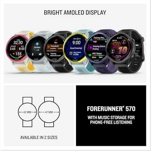 Išmanusis laikrodis Garmin Forerunner® 570 - 42mm Melsvos spalvos aliuminis su permatomu baltojo akmens / melsvos spalvos dirželiu