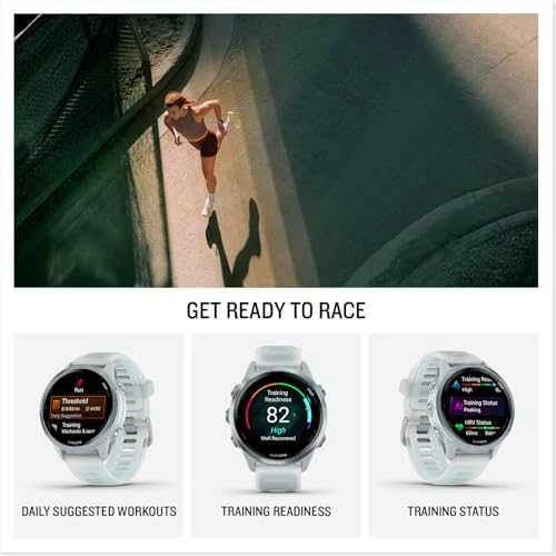 Išmanusis laikrodis Garmin Forerunner® 570 - 42mm Melsvos spalvos aliuminis su permatomu baltojo akmens / melsvos spalvos dirželiu