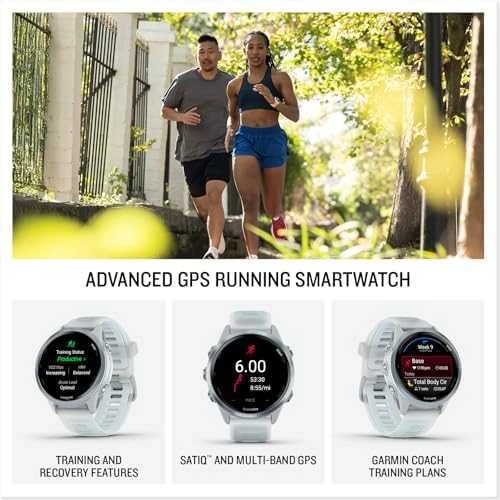 Išmanusis laikrodis Garmin Forerunner® 570 - 42mm Melsvos spalvos aliuminis su permatomu baltojo akmens / melsvos spalvos dirželiu