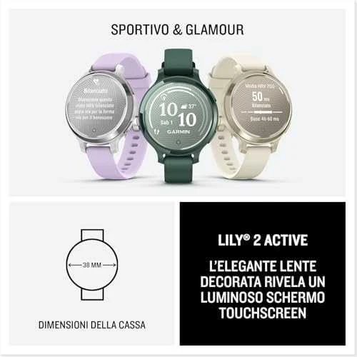Išmanusis laikrodis Garmin Lily® 2 Active Laikrodis, Žaliojo jaspio spalvos su žaliojo jaspio spalvos silikoniniu dirželiu