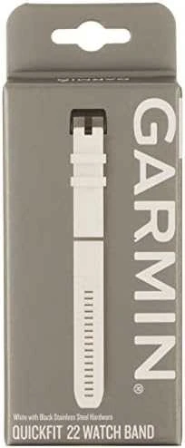Garmin QuickFit 22 Laikrodžio dirželis, Baltas su juoda nerūdijančio plieno sagtimi