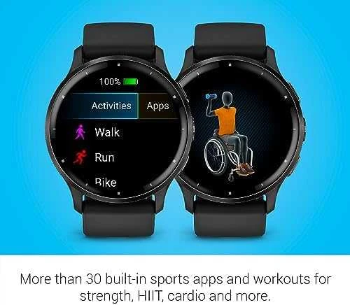 Išmanusis laikrodis Garmin Venu® 3, 45 mm, Skalūno spalvos nerūdijančiojo plieno apvadas, su juodu korpusu ir silikoniniu dirželiu