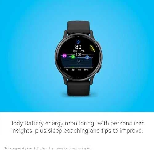 Išmanusis laikrodis Garmin vívoactive® 5, Skalūnų spalvos aliuminio apvadas su juodu korpusu ir silikoniniu dirželiu