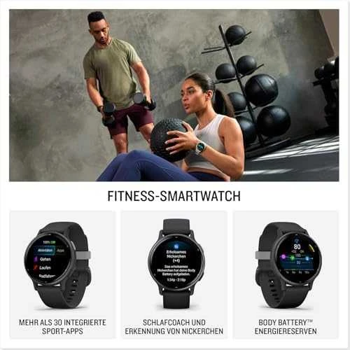 Išmanusis laikrodis Garmin vívoactive® 5, Skalūnų spalvos aliuminio apvadas su juodu korpusu ir silikoniniu dirželiu