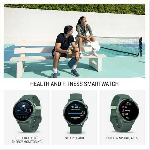 Išmanusis laikrodis Garmin vívoactive® 6, Metalinės jaspio spalvos su žaliojo jaspio spalvos dirželiu