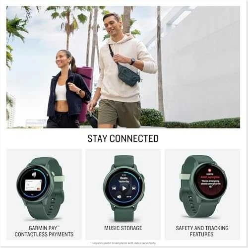 Išmanusis laikrodis Garmin vívoactive® 6, Metalinės jaspio spalvos su žaliojo jaspio spalvos dirželiu