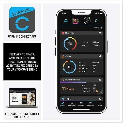 Išmanusis laikrodis Garmin vívomove® Trend, Persikinės aukso spalvos nerūdijančiojo plieno apvadas su dramblio kaulo spalvos korpusu ir silikoniniu dirželiu