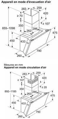 Bosch DWK81AN60 Serija 8, Prie sienos montuojamas gartraukis, 80 cm, skaidrus stiklas su juodu atspaudu, Juoda