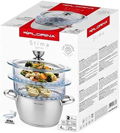 Florina GARINĖ PUODAS SATINA 20CM INOX 3 DALIS. (2,5 L PUODAS, 1,9 L STIKLAS TRANSPORTO PRIEMONĖ, dangtis) | Sourcing