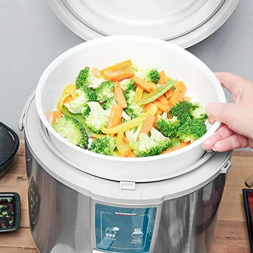 Ryžių virimo puodas Gastroback Rice cooker 42507 Inox/ Baltas, 450 W, Capacity 3 L, Number of baskets 2