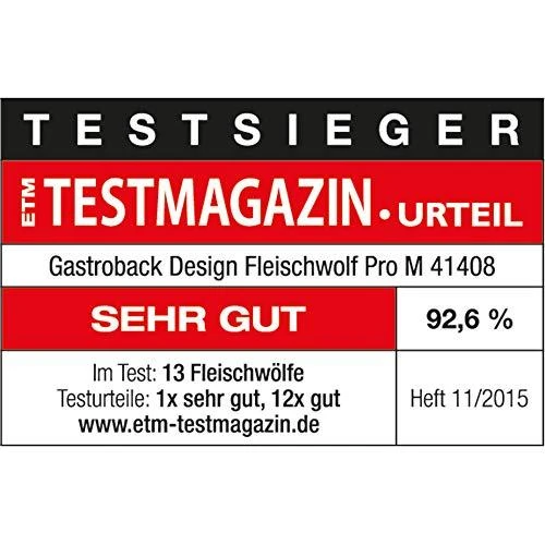 Mėsmalė Mėsos malimo mašina Gastroback Design Mincer Pro M 41408 Sidabrinis, Greičių skaičius 2, 3 malimo diskai (3 mm / 4,8 mm / 8 mm), Kebbe priedas rytietiškai virtuvei, dešrų įdaro ir sausainių tvirtinimas