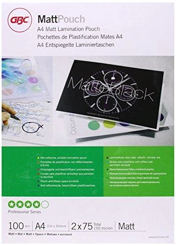 Laminavimo vokeliai GBC, A4, 75 mik., matiniai, 100 vnt.