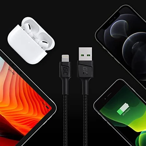Green Cell Žalias Cell GREENCELL laidas GC PowerStream USB-A – Lightning 200cm Apple 2.4A