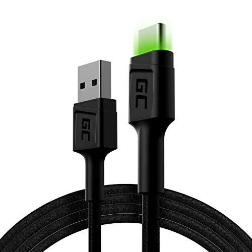Green Cell Žalias Cell Cable Žalias Cell Ray USB-A - USB-C Žalias LED 200cm su Ultra Charge QC3.0 greito įkrovimo palaikymu