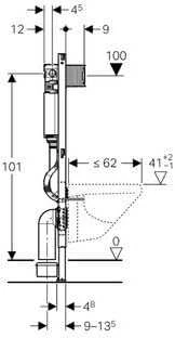 Geberit Duofix Omega H112 stovas pakabinamam dubeniui (111.060.00.1)