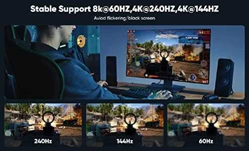 Gembird HDMI 8K laidas monitoriaus raiška ir dažnis