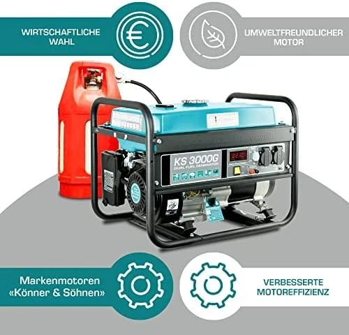 Hibridinis (benzinas/dujos) generatorius Könner & Söhnen, 2,6kW 230V KS 3000 G