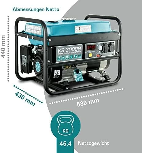 Hibridinis (benzinas/dujos) generatorius Könner & Söhnen, 2,6kW 230V KS 3000 G
