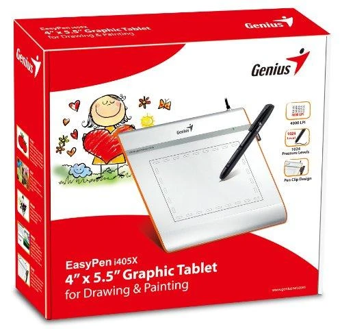 KYE GENIUS EasyPen i405x USB 4x5 colių darbo zonos belaidis slėgiui jautrus rašiklis su 1024 lygiais 28 programuojamomis sritimis