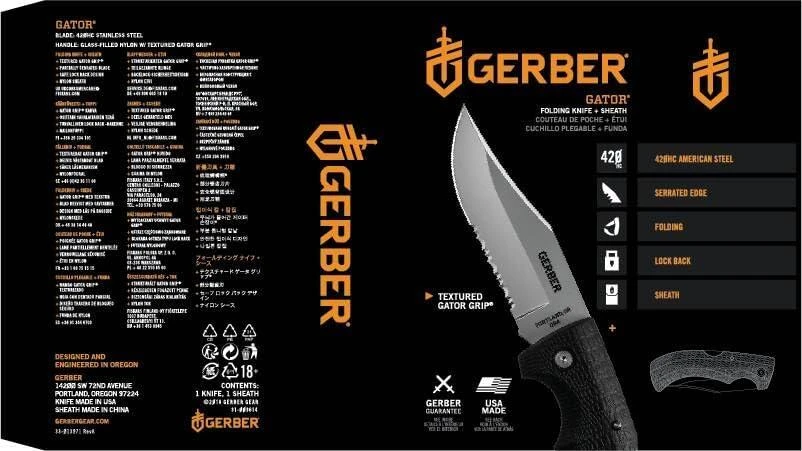 Peilis Gerber Gator Clip Point, Fine Edge(lenktinis dantytais ašmenimis)