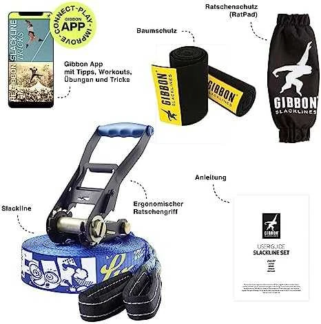 Vokietija Slackline Gibbon Fun Line TreeWear rinkinys 15m/5cm