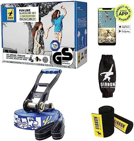 Vokietija Slackline Gibbon Fun Line TreeWear rinkinys 15m/5cm